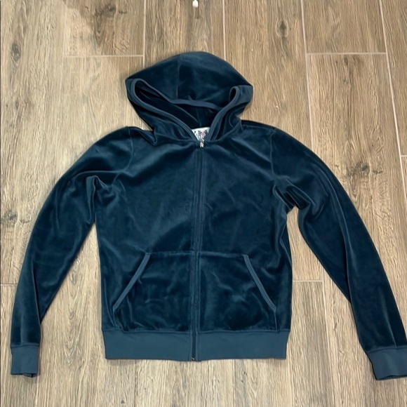 Vintage Juicy Couture Track Jacket Velour Hoodie Blue Zip Up - Picture 8 of 9